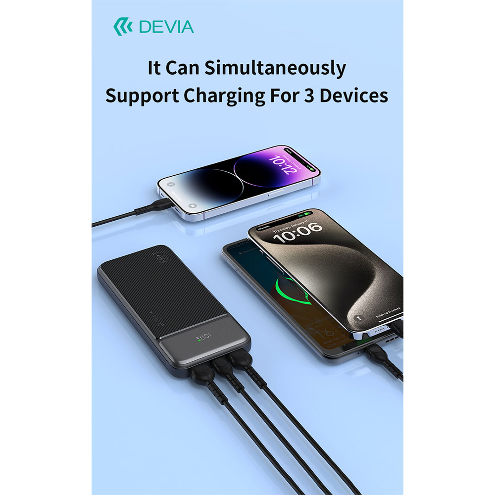 Devia powerbank Smart Series with Digital Display PD 20W 10000 mAh - Black
