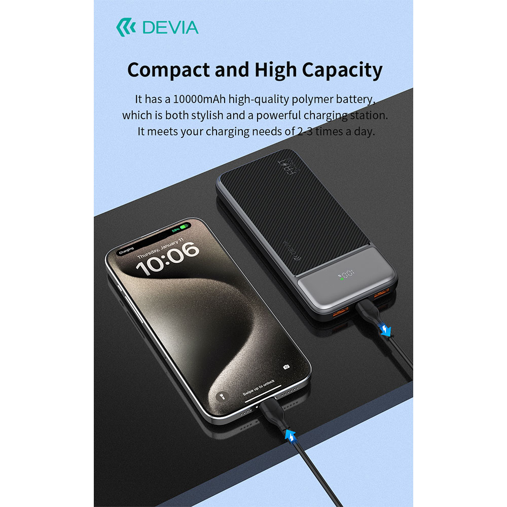 Devia powerbank Smart Series with Digital Display PD 20W 10000 mAh - White