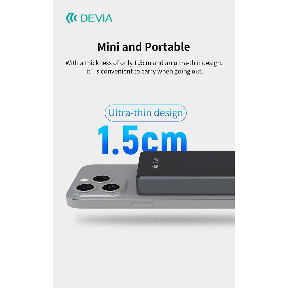 Devia powerbank Extreme Speed Series Mini Magnetic 10.000 mAh PD 20W - Space Gray