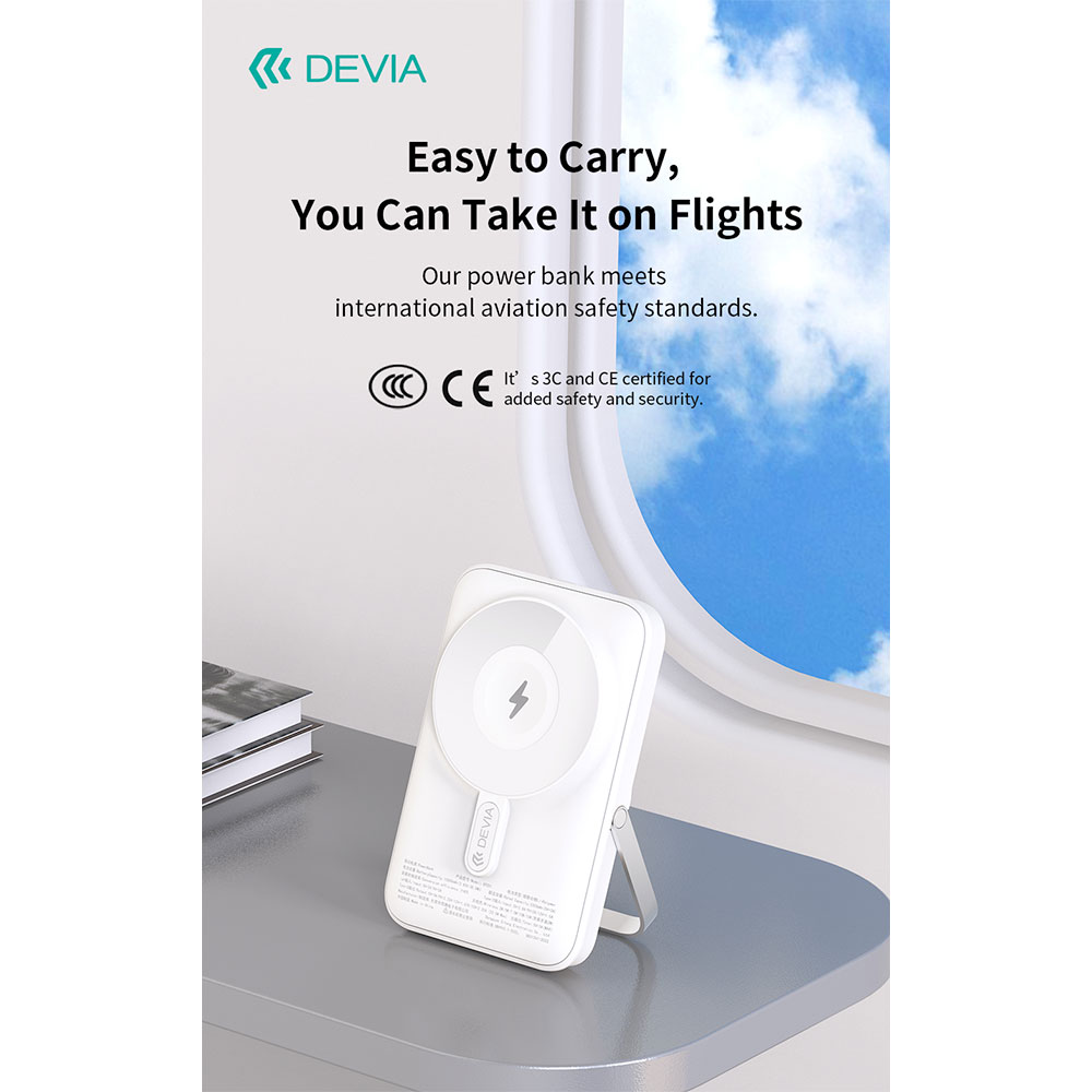 Devia powerbank Extreme Speed Series Magnetic with Bracket 10.000 mAh 22.5W - White