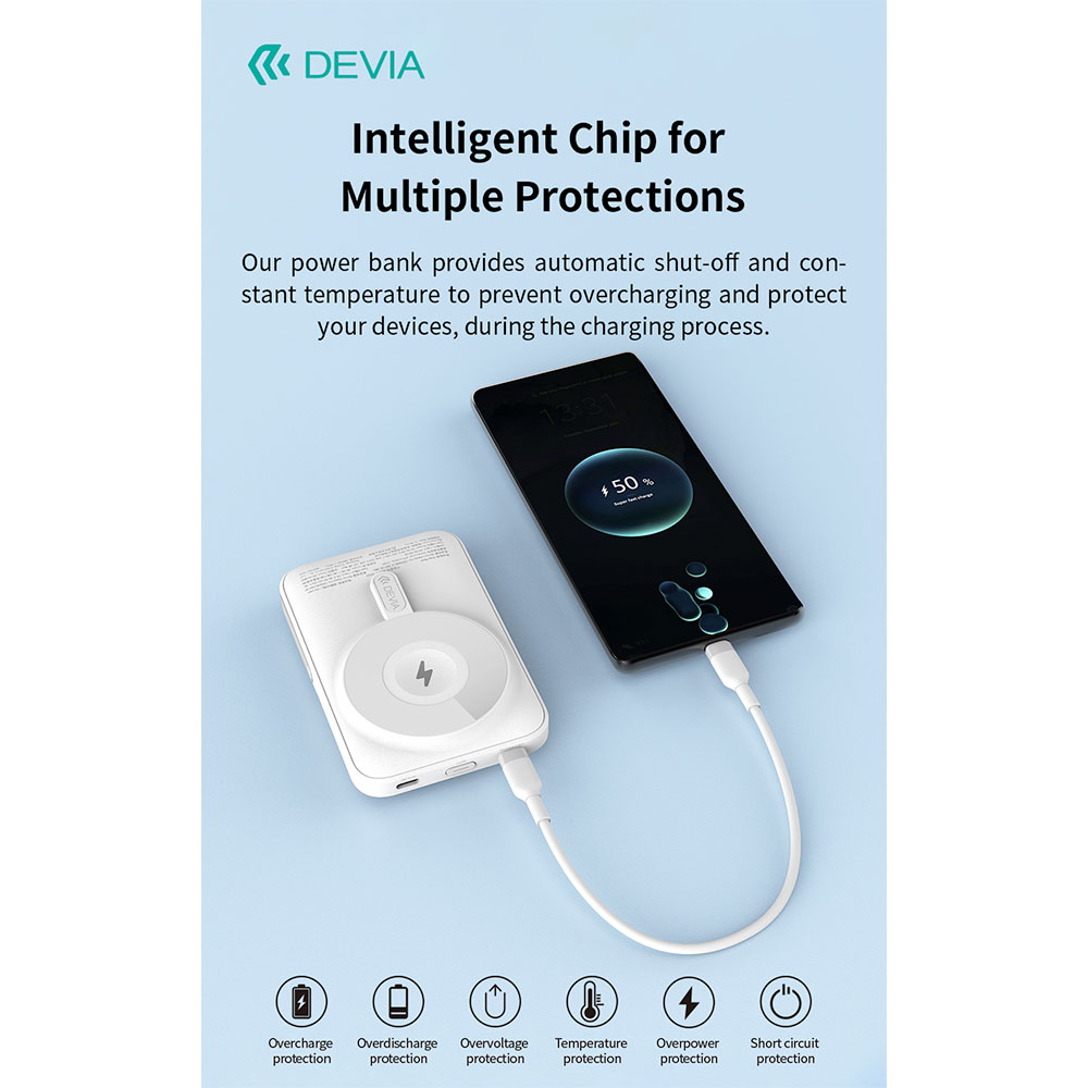 Devia powerbank Extreme Speed Series Magnetic with Bracket 10.000 mAh 22.5W - White