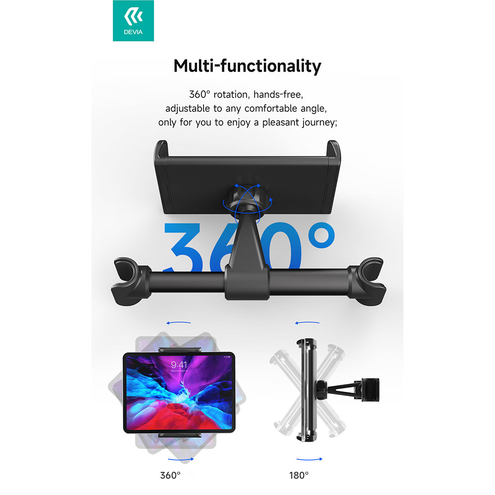 Devia držiak do auta Magic Clip Car Back Seat Tablet Bracket - Black
