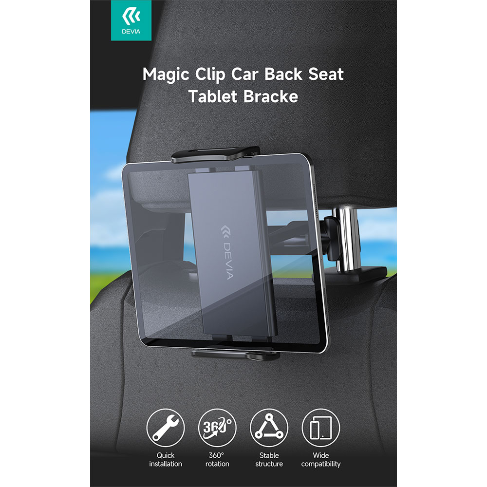 Devia držiak do auta Magic Clip Car Back Seat Tablet Bracket - Black