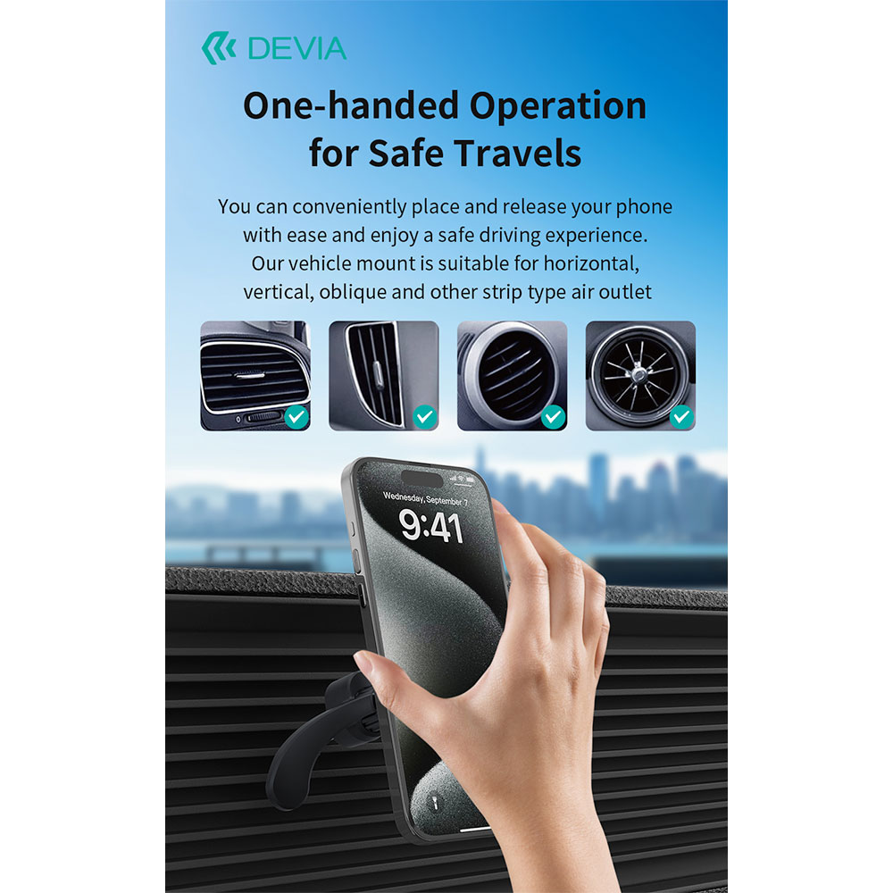 Devia držiak do auta Smart Series Magnetic Air Outlet Vehicle Bracket - Black