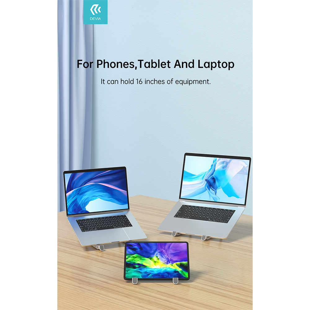 Devia Kintone Series Multi-function Folding Stand For Tablet/Laptop - White