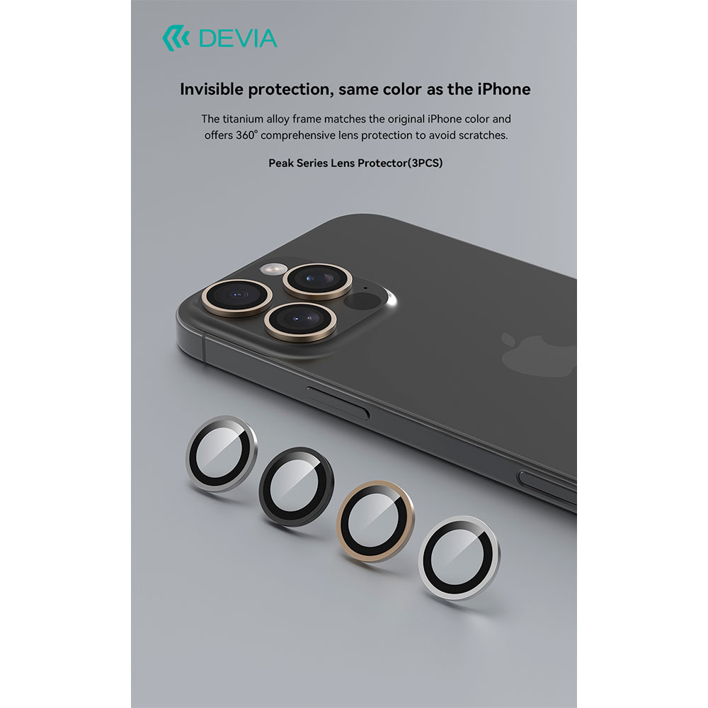 Devia Peak Series Lens Protector pre iPhone 16 Pro/16 Pro Max - Bright Silver