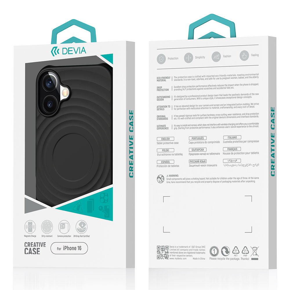 Devia kryt Ripple Magnetic Shockproof TPU Case pre iPhone 16 - Black