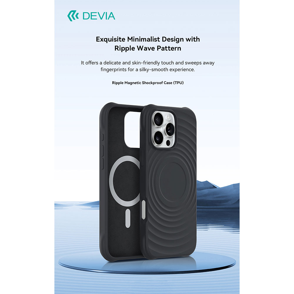 Devia kryt Ripple Magnetic Shockproof TPU Case pre iPhone 16 Pro Max - Gray