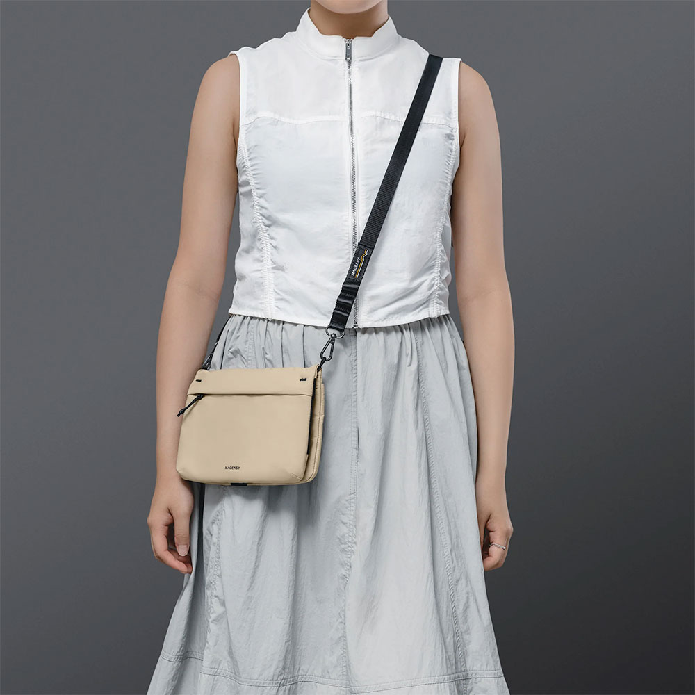 SwitchEasy Sacoche Utility Crossbody Bag + Strap Phone Lanyard 20mm 2L - Sand Beige + Black