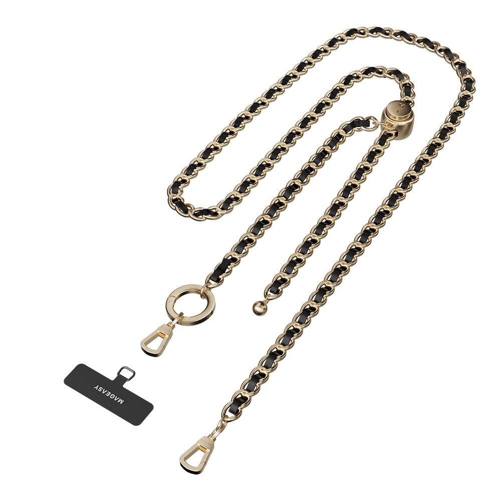 SwitchEasy šnúrka Leather Chain Strap + Strap Card Phone Lanyard - Black/Matte Gold