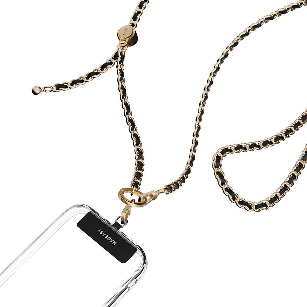 SwitchEasy šnúrka Leather Chain Strap + Strap Card Phone Lanyard - Black/Matte Gold
