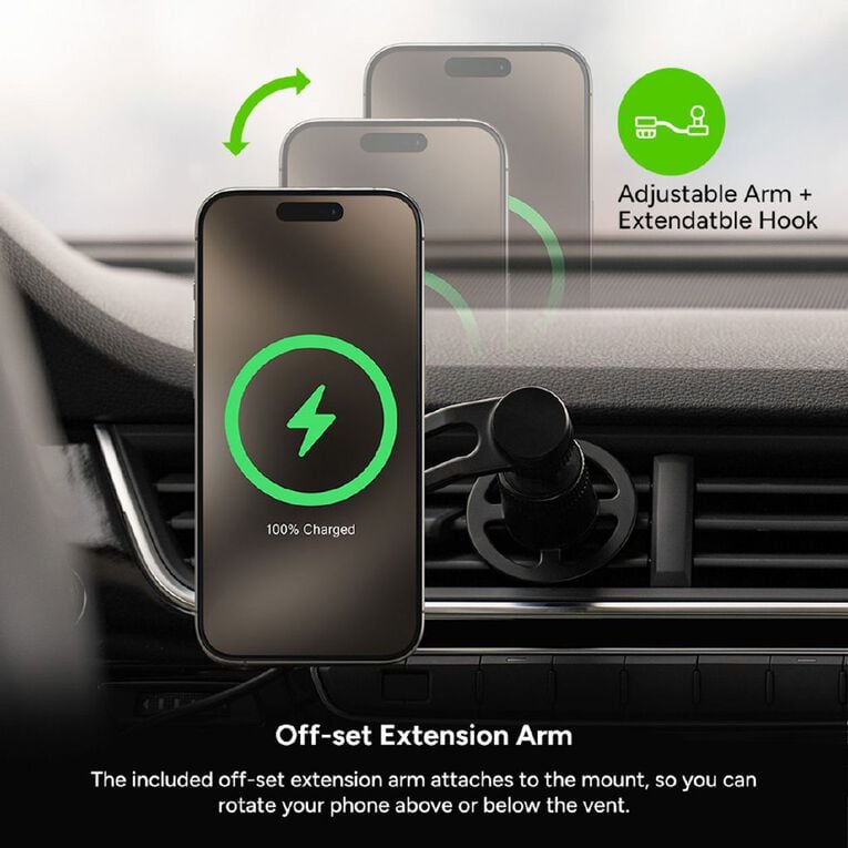 Mophie Snap+ wireless charging Ventmount Qi2 - čierna