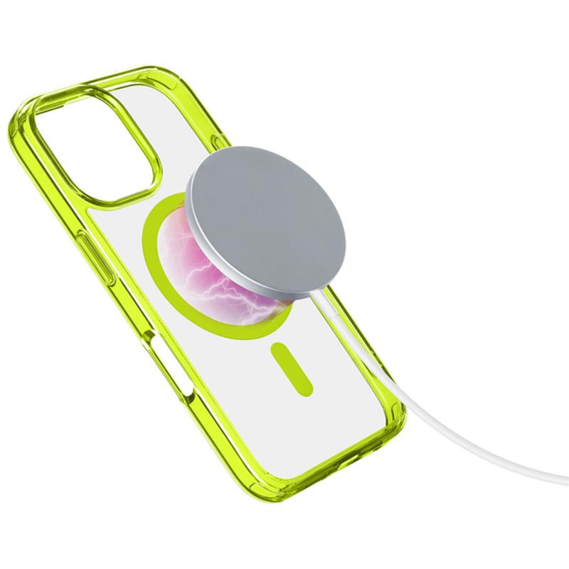 Cellularline Iconic Mag s podporou Magsafe pre Apple iPhone 16 Pro, číry/limetkový