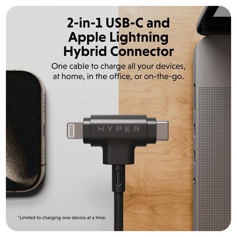 Hyper kábel HyperJuice USB-C/Lightning Hybrid Silicone Cable 1.5m - Black