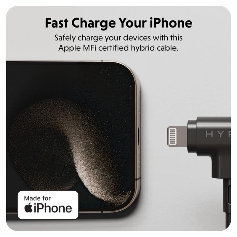 Hyper kábel HyperJuice USB-C/Lightning Hybrid Silicone Cable 1.5m - Black