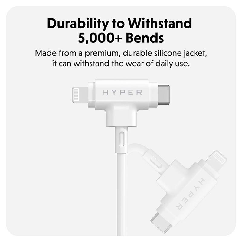 Hyper kábel HyperJuice USB-C/Lightning Hybrid Silicone Cable 1.5m - White