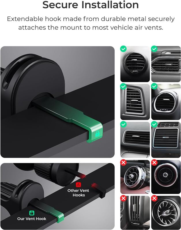 iOttie iTap 3 MagSafe Air Vent Mount with Magnetic Ring Adapter - Black