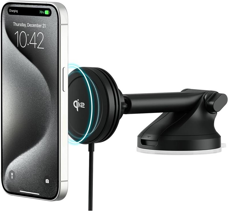 iOttie Velox Mini Qi2 Wireless Dash & Windshield Mount - Black