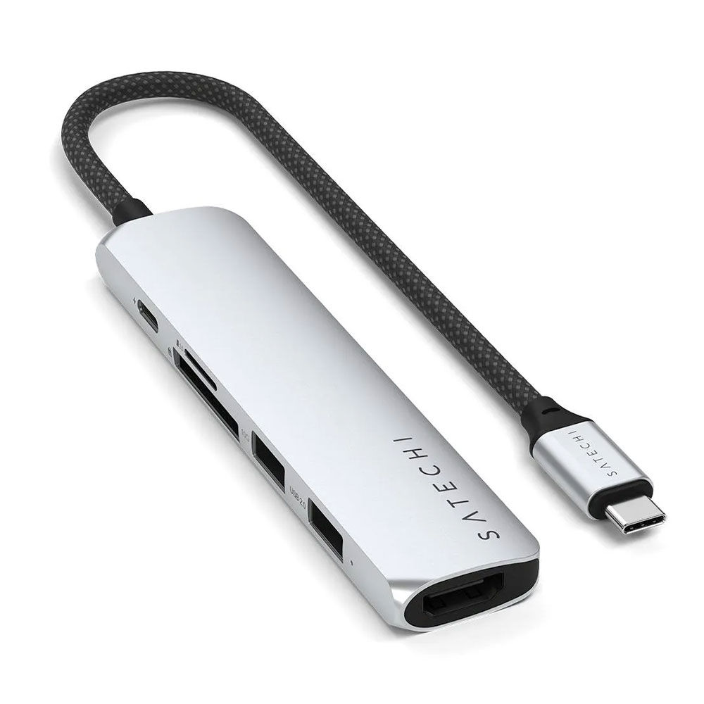 Satechi USB-C 6-in-1 Slim Multiport Adapter - Silver
