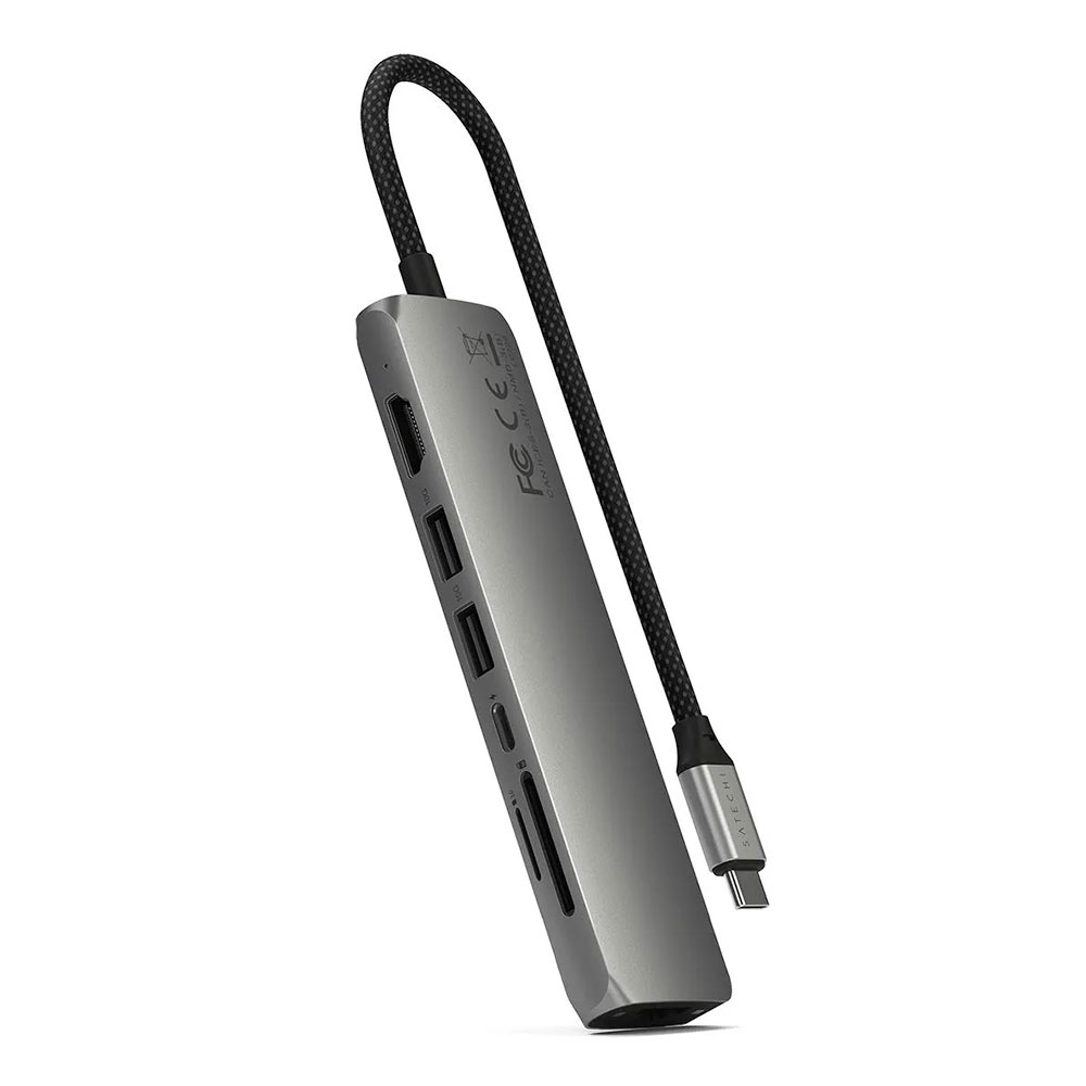 Satechi USB-C 7-in-1 Slim Multiport Adapter with Ethernet - Space Gray