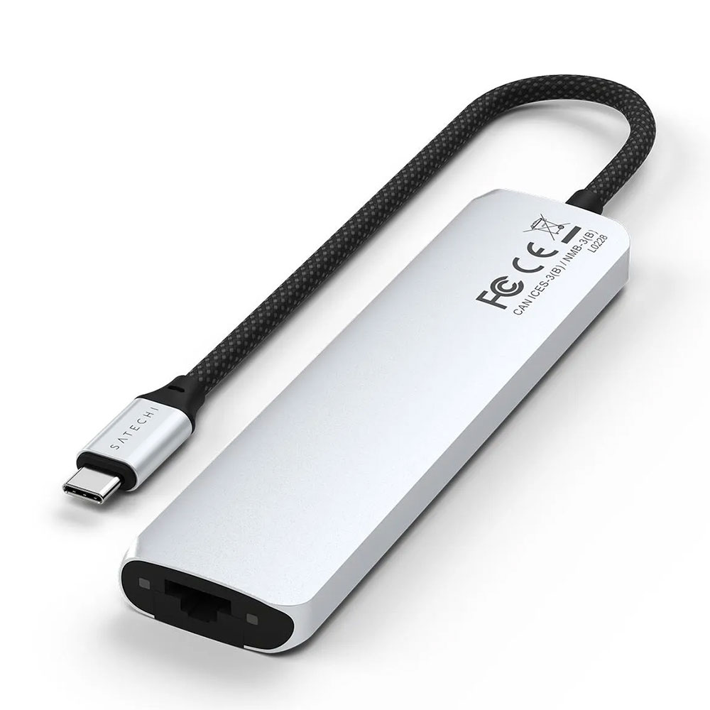 Satechi USB-C 7-in-1 Slim Multiport Adapter with Ethernet - Silver