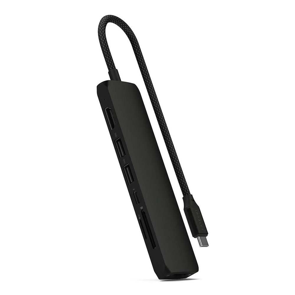 Satechi USB-C 7-in-1 Slim Multiport Adapter with Ethernet - Black
