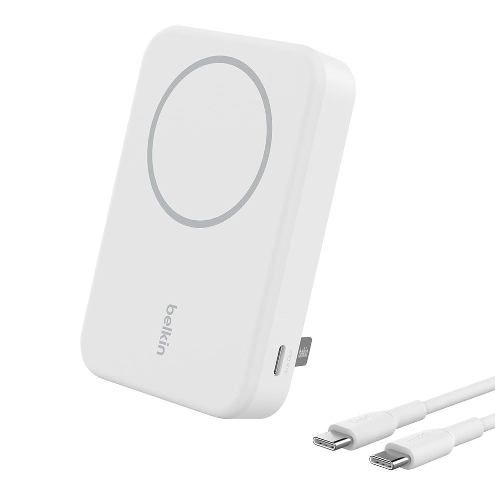 Belkin Boost Charge Pro Magnetic Power Bank with Qi2 10K + Stand - White