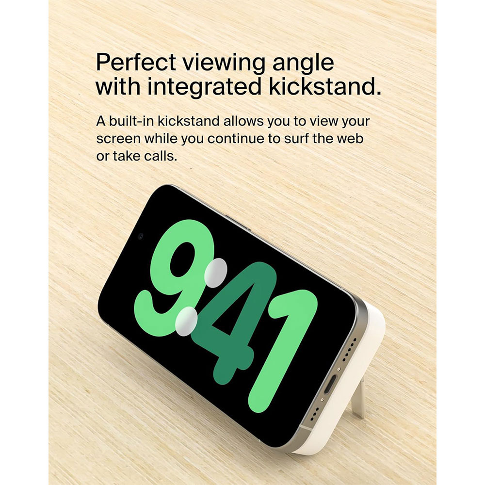 Belkin Boost Charge Pro Magnetic Power Bank with Qi2 10K + Stand - White