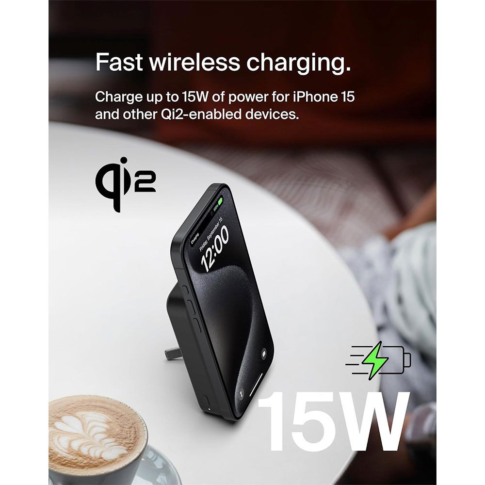 Belkin Boost Charge Pro Magnetic Power Bank with Qi2 10K + Stand - Black
