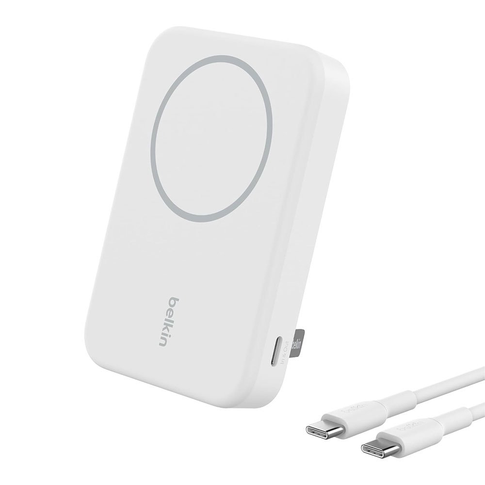 Belkin Boost Charge Pro Magnetic Power Bank with Qi2 8K + Stand - White