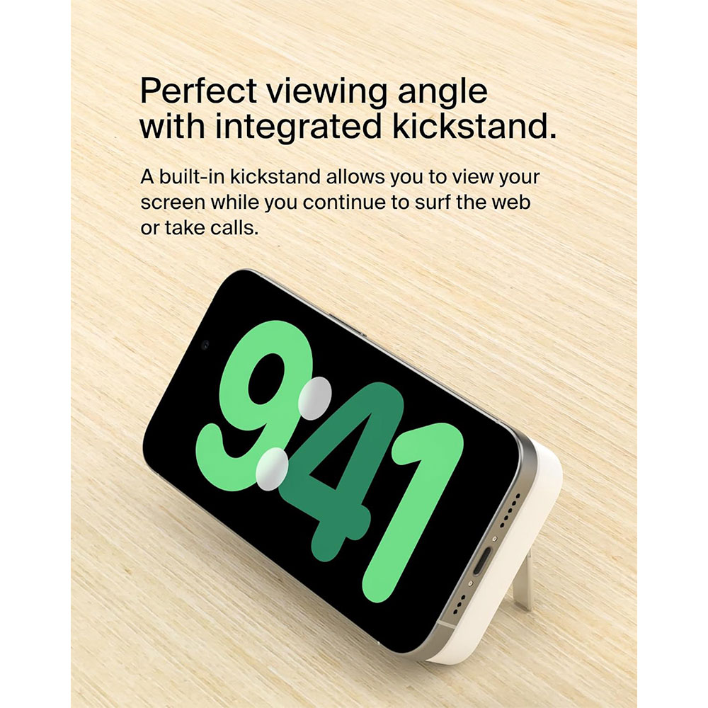 Belkin Boost Charge Pro Magnetic Power Bank with Qi2 8K + Stand - White