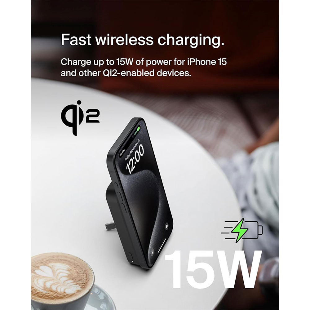 Belkin Boost Charge Pro Magnetic Power Bank with Qi2 8K + Stand - Black