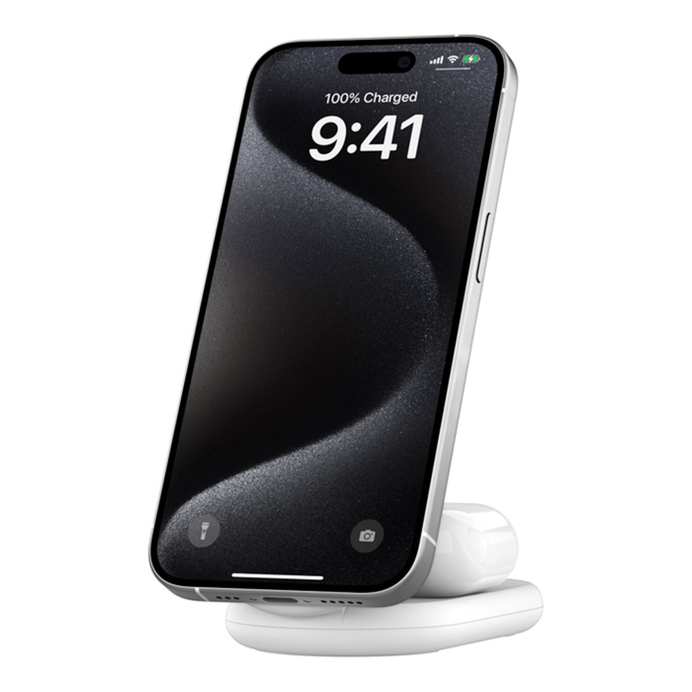 Belkin Boost Charge 2-in-1 Magnetic Foldable Wireless Charger with Qi2 15W + 36W Charger - White