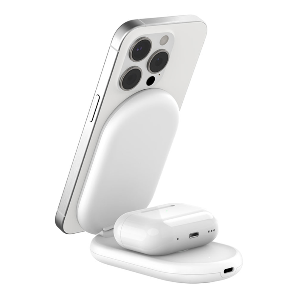 Belkin Boost Charge 2-in-1 Magnetic Foldable Wireless Charger with Qi2 15W + 36W Charger - White