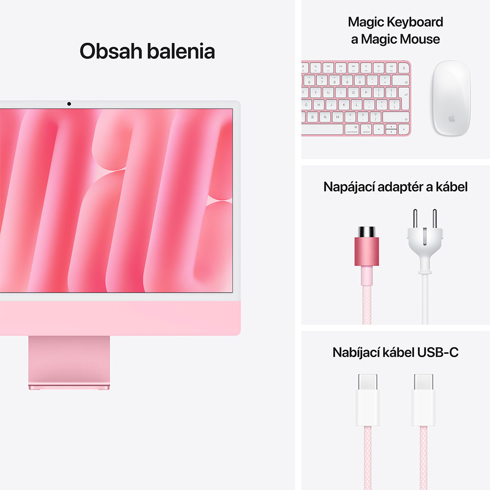 iMac 24" 4.5K Apple M4 8C CPU 8C GPU 16GB 256GB Ružový SK