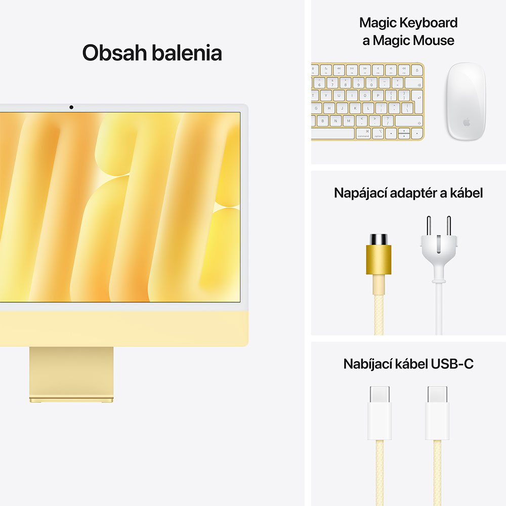 iMac 24" 4.5K Apple M4 8C CPU 8C GPU 16GB 256GB Žltý SK