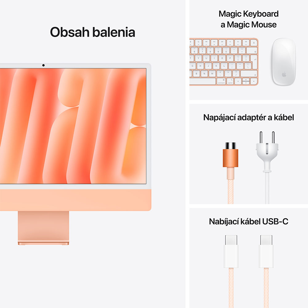 iMac 24" 4.5K Apple M4 8C CPU 8C GPU 16GB 256GB Oranžový SK