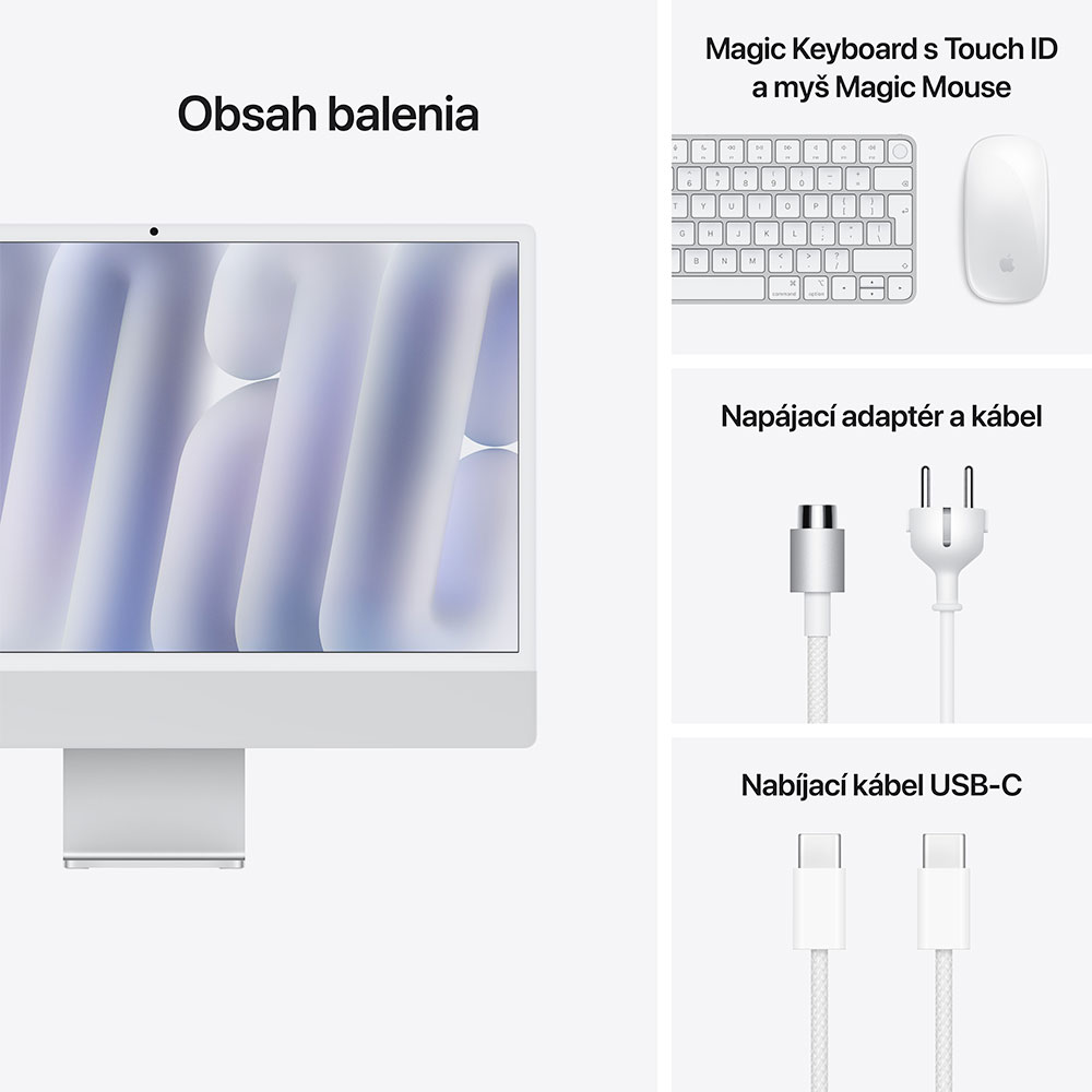 iMac 24" 4.5K Apple M4 10C CPU 10C GPU 16GB 256GB Strieborný SK