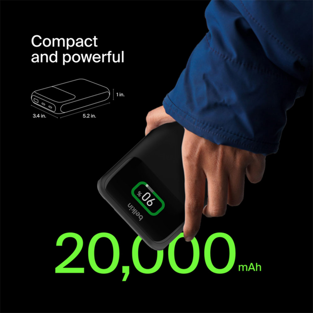 Belkin Boost Charge Pro 3-Port Laptop Power Bank 20K 65W - Black