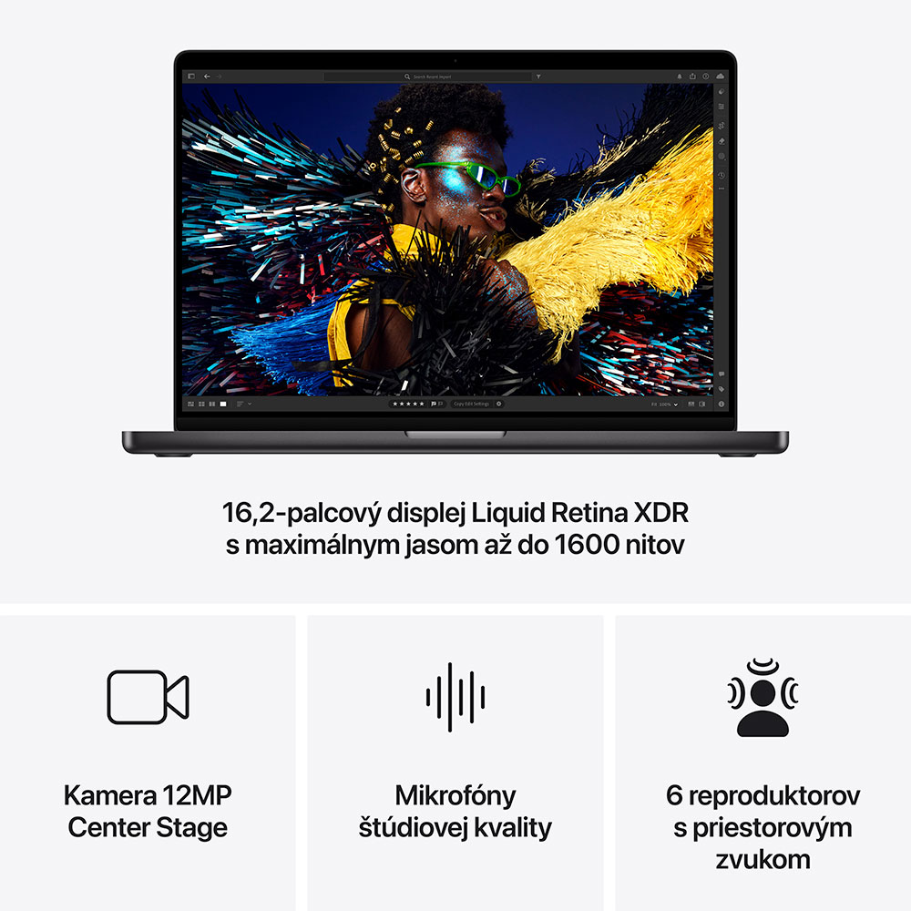 MacBook Pro 16" Apple M4 Pro 14C CPU 20C GPU 24GB 512GB Kozmický čierny SK