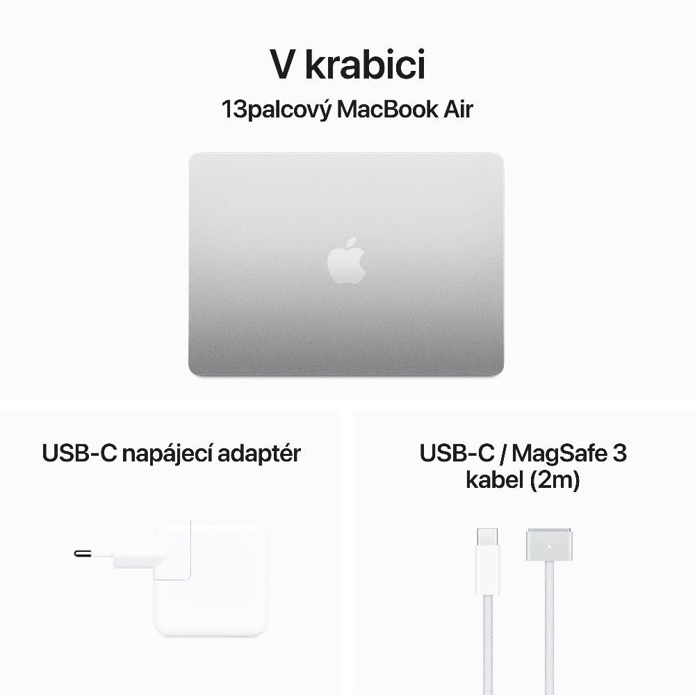 MacBook Air 13" Apple M3 8core CPU 8core GPU 16GB 256GB Stříbrný CZ