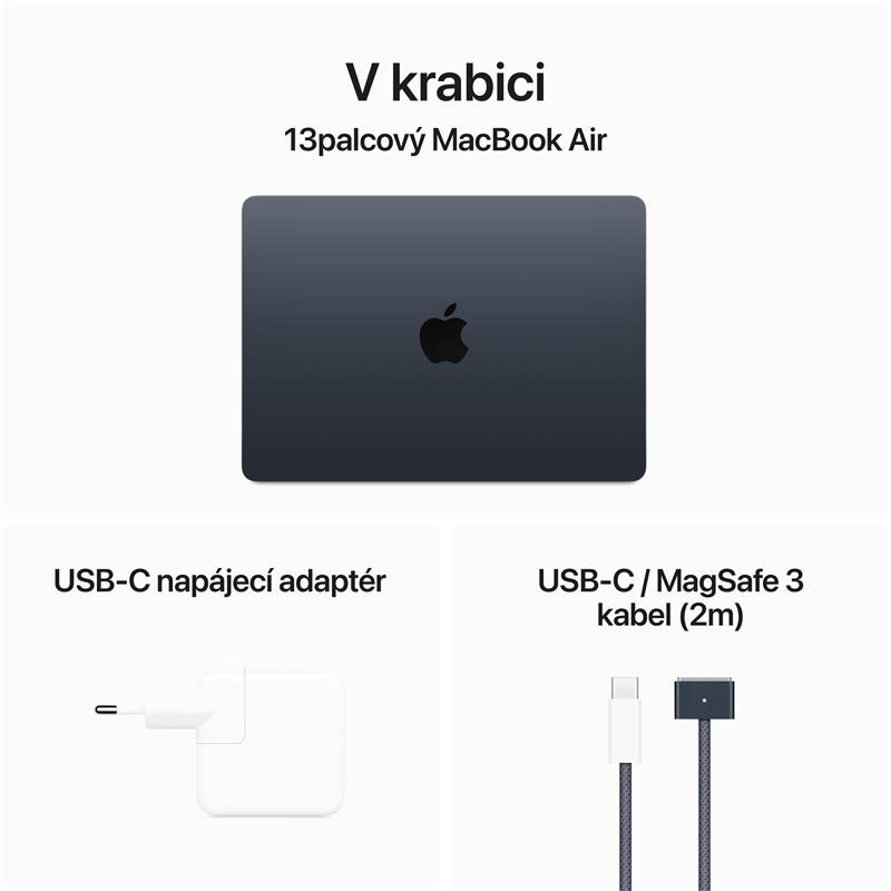 MacBook Air 13" Apple M3 8core CPU 10core GPU 24GB 512GB Temně Inkoustový CZ