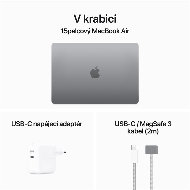 MacBook Air 15" Apple M3 8core CPU 10core GPU 16GB 256GB Vesmírně Šedý CZ