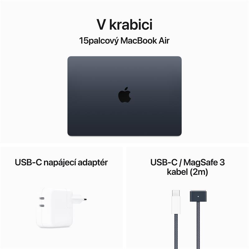 MacBook Air 15" Apple M3 8core CPU 10core GPU 16GB 256GB Temně Inkoustový CZ
