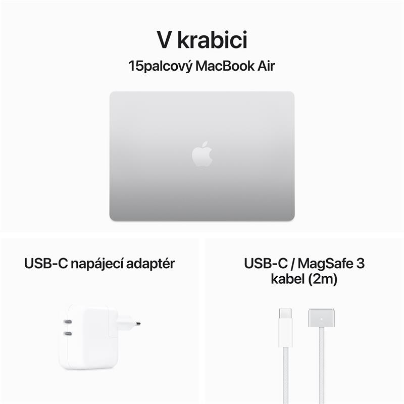 MacBook Air 15" Apple M3 8core CPU 10core GPU 24GB 512GB Stříbrný CZ
