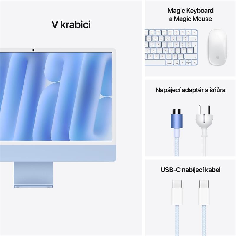 EDU iMac 24" 4.5K Apple M4 8-core CPU 8-core GPU 16GB 256GB Modrý CZ