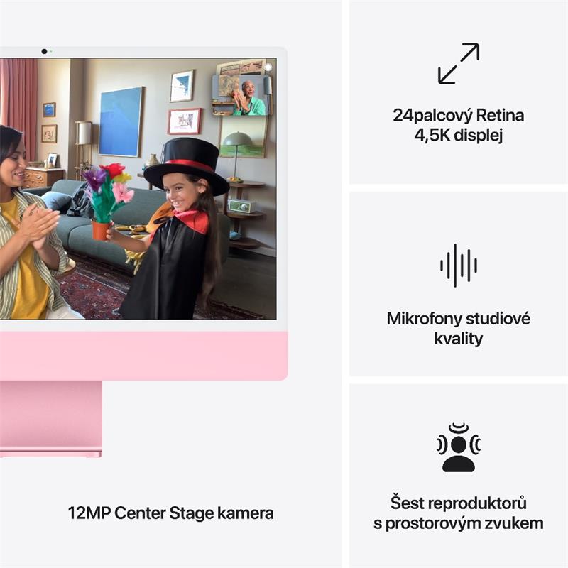 EDU iMac 24" 4.5K Apple M4 10-core CPU 10-core GPU 16GB 256GB Růžový CZ