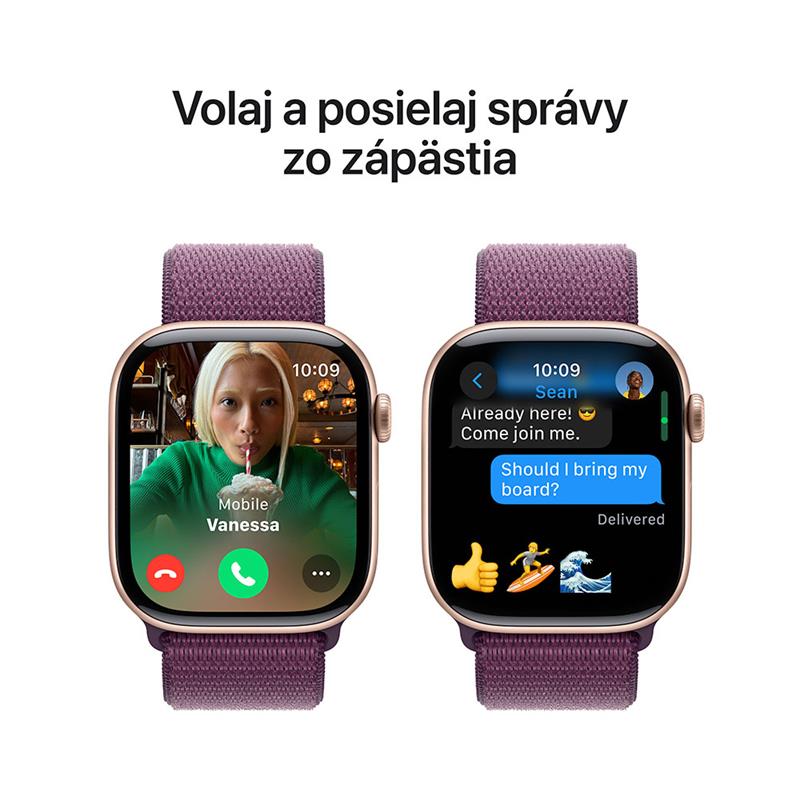 Apple Watch Series 10 GPS 46mm Rose Gold Aluminium Case with Plum Sport Loop *Rozbalený*