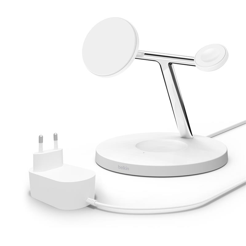 Belkin Boost Charge Pro 3-in-1 Magnetic Wireless Charging Stand with Qi2 15W - White *Rozbalený*
