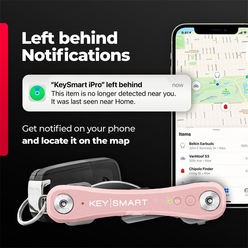 KeySmart iPro s Apple Find My - organizér kľúčov - ružový